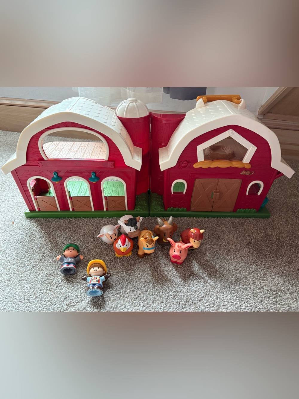 Little people barn, farm animals, farmer & wife